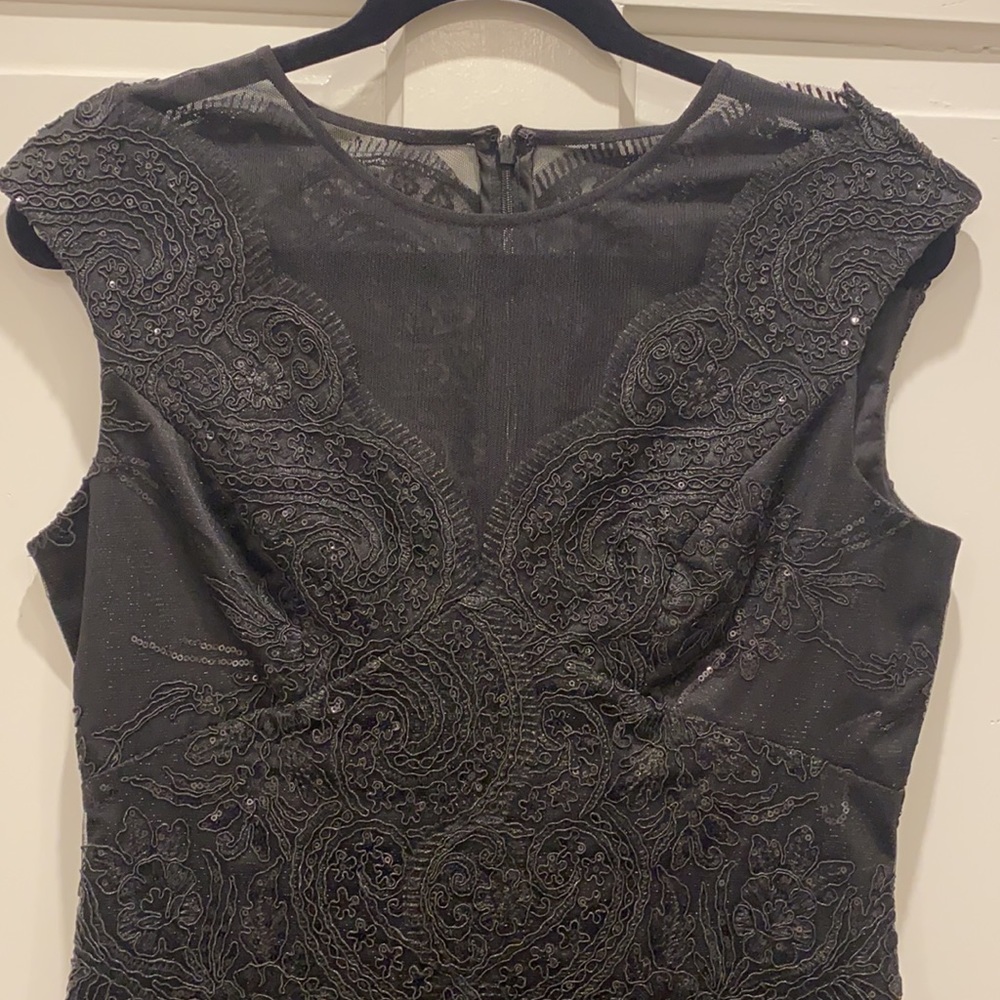 Vince Camuto Black Mesh & Sequin Dress LBD Little Black Dress Size 6 WORN ONCE - Picture 2 of 16
